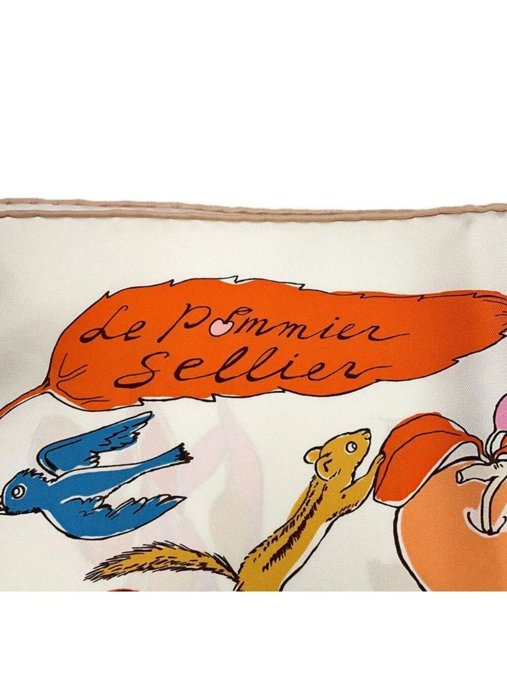 Hermes Scarf Carre 90 le Pommier Sellier Silk White